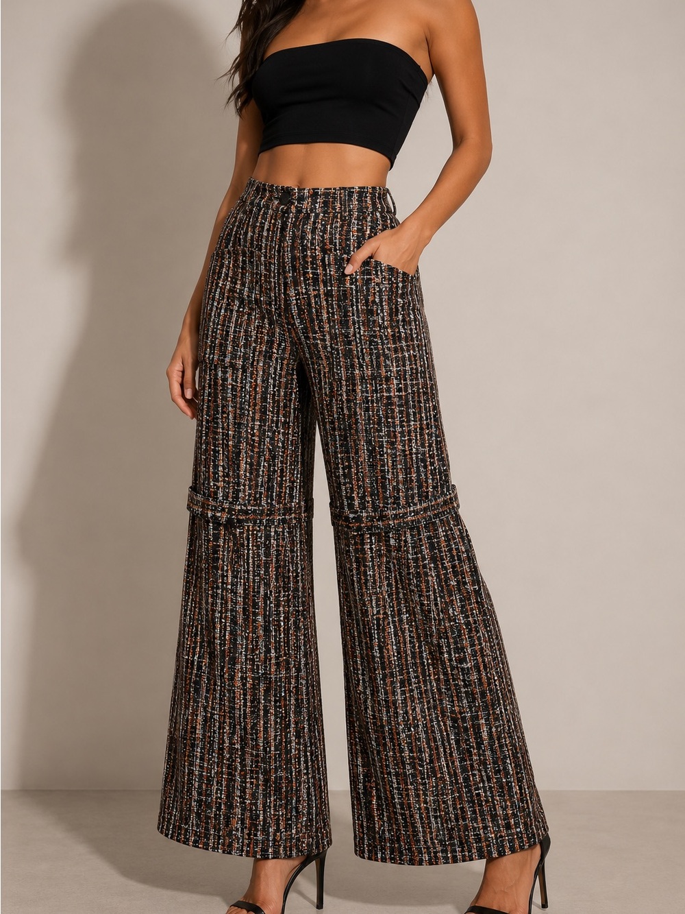 AKIRA Black Multi Wide Leg Pocket Pants NWT S M L
